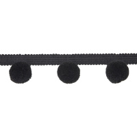 Бахрома с пушистыми шариками DSMQ -  черная BLACK (3,7 см/D 2,5 см)