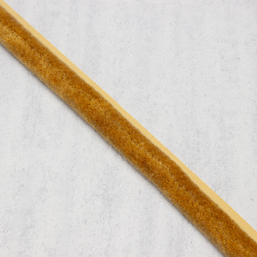 Кант пушистый XB-703-10/Big золото (ширина 2,5 см с декором, d 1,5 см)