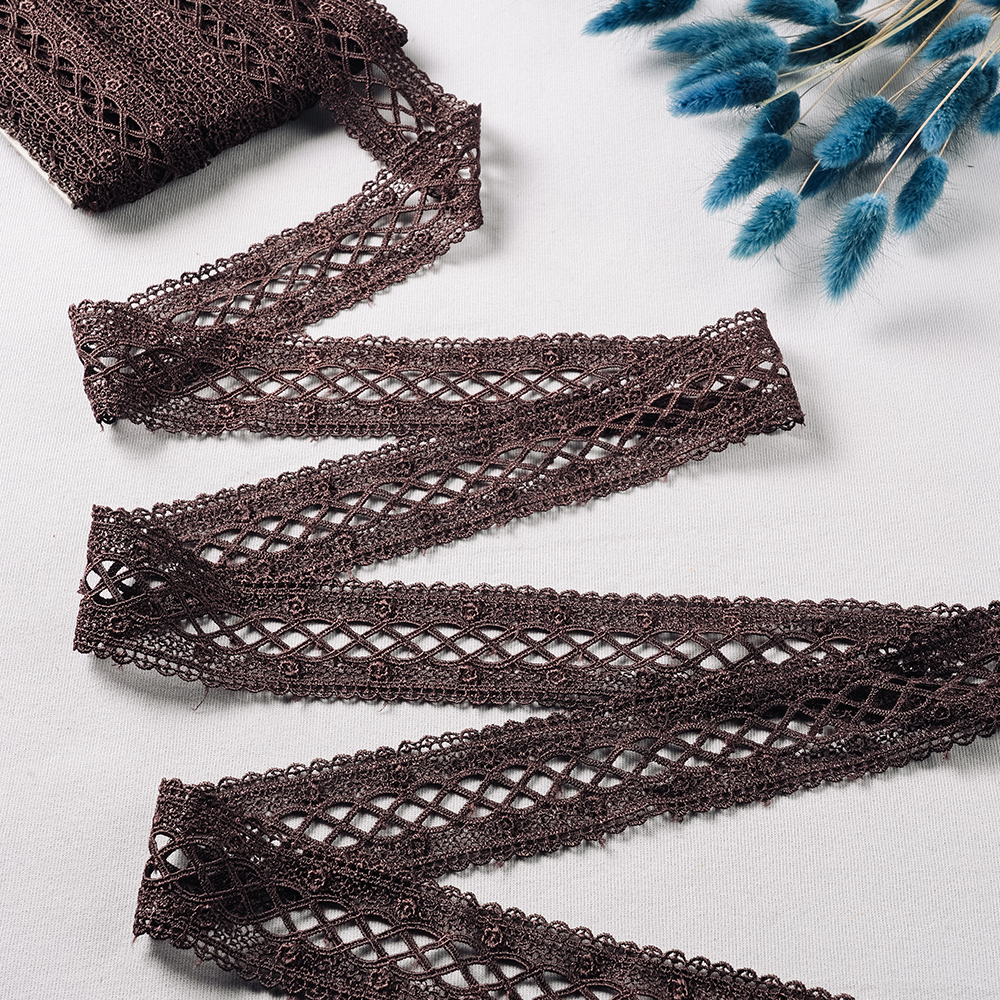 Тесьма вязаная 33008-D103 GCC304 темно-коричневый 4 см