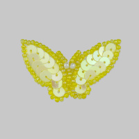Аппликация клеевая из бисера и пайеток Бабочка малая 45-D043 желтый
