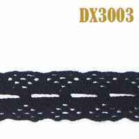 Кружево вязанное 3003-DX черный, 2 см