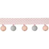 Бахрома с деревянными шариками MZ-6 светло-розовый/светло-серый (3,4см/d1,5см)