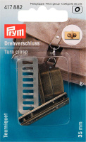 Поворотный замок для сумки 417882 Prym 35х17 мм цвета состаренной латуни