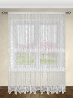 Готовая штора тюль микросетка с рисунком вышивкой 12272-V125.2701CM белый (310х270 см)