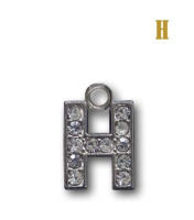 Буква плоская со стразами металлическая H