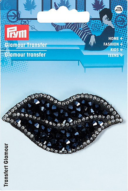 Аппликация из страз 926669 Prym Губы, черный/серебристый 75х40 мм