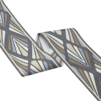 Текстильный бордюр EQ9018-1 Mirtex микс серо-голубой/бежевый "Montley" Коллекция №3, ширина 8,7см