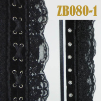 Тесьма кружевная для корсетов 1-ZB080 черный