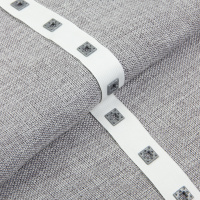 Тесьма A01W белая с серыми пластиковыми квадратами