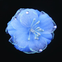 Цветок со стразами 08 голубой 603