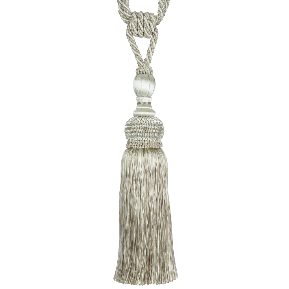 Кисть-подхват со стразами для штор MRT-9149 V07 светло-бежевый/молочный меланж (L77/33см)