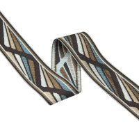 Текстильный бордюр EQ4018-2 Mirtex микс коричневый/бирюзовый "Montley" Коллекция №3, 3,5 см