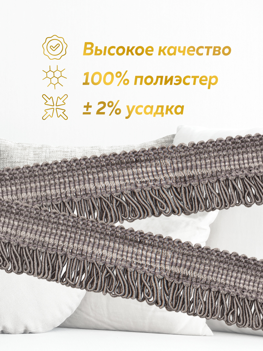 Кант с ресничками шторный "Букле" ER01-82-SILVER MirTex серый (3 см)