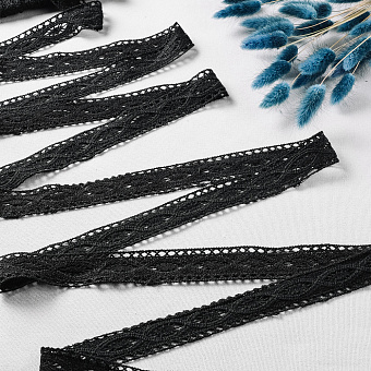 Тесьма вязаная 19145B-D103 черный декоративная вязаная тесьма