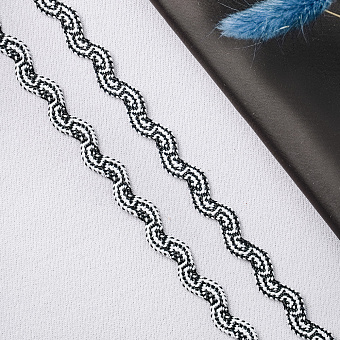 Тесьма-вьюнок 1-126 белый/черный декоративная тесьма вьюнок