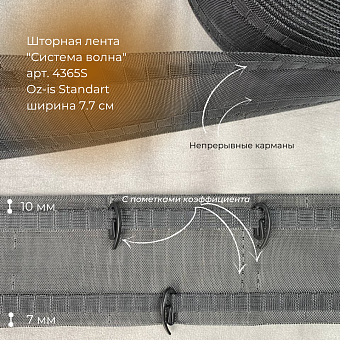 шторная лента многокарманная без кордов для ручной закладки и Системы "Волна"