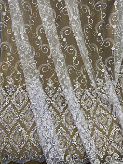 Микросетка с вышивкой высота 283 см (20м±) 12270 SANAL BEYAZ V125