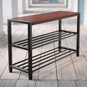 Обувница металлическая с деревянной сидушкой HSD143 (76,5 * 30 * 49,5 см)