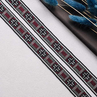 Тесьма 3-126 черный/бордо декоративная отделочная тесьма