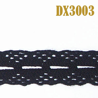 Кружево вязаное 3003-DX черный, 2 см декоративное вязаное кружево