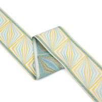 Текстильный бордюр XJL313-3 Mirtex бирюзовый/светло-желый "Vermont", ширина 7 см
