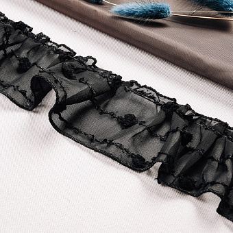 Тесьма-оборка 1086HT черный декоративная тесьма оборка