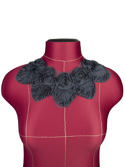 Мысик с цветами 3881 серый декоративные мысики и пришивные воротники