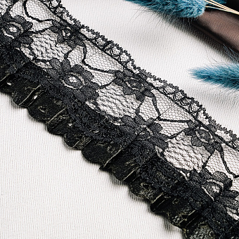 Тесьма-оборка 733HT черный декоративная тесьма оборка
